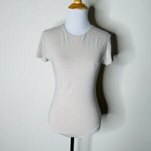 Abercrombie Taupe Short Sleeve Seamless Bodysuit